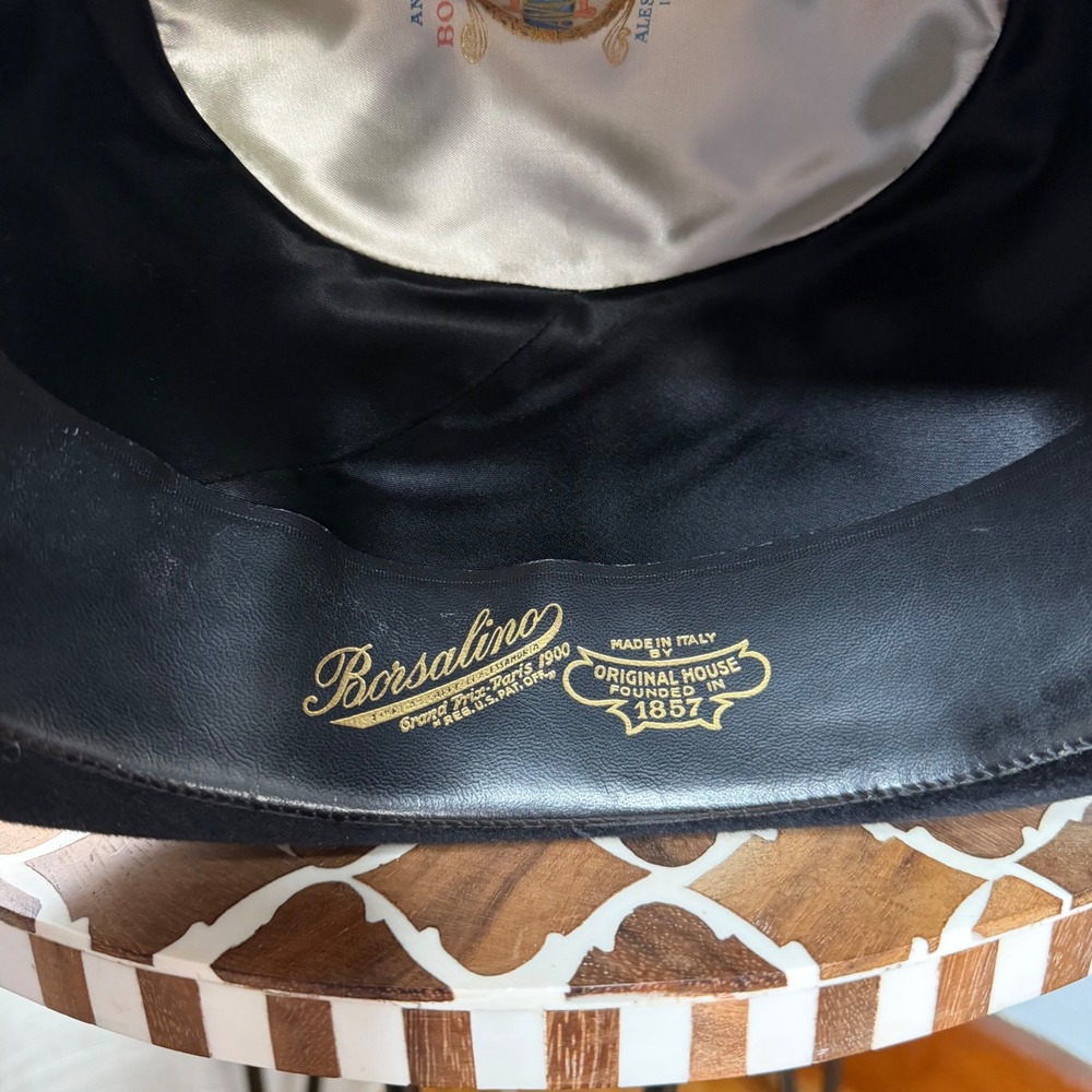 Vintage Borsalino Bowler Hat Diamante Twenty Five Black Fur Felt‎ Italy Size 7 - Picture 9 of 9